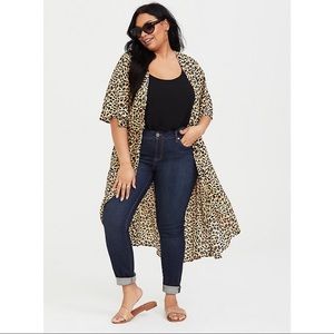 Torrid High-Low Leopard Kimono coverup